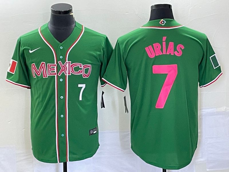 Men 2023 World Cub Mexico #7 Urias Green pink Nike MLB Jersey8